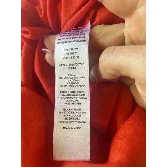 NEW FRAME Orange Linen Blend Twisted front sleeveless midi dress size XS - Picture 8 of 11